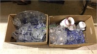 Two box lots of glassware, porcelain vase,