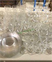 Group of depression wheel cut goblets,