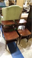 Pair of mahogany step back end tables with the