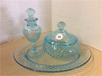Imperial Glass Twisted Optic Pattern Dresser Set