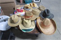 Collection of straw hats
