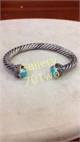 .925/Sterling turquoise gemstone cuff bracelet