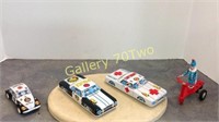 Selection of vintage tin/litho toys cars and