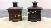 Pair of antique cast iron coin Banks