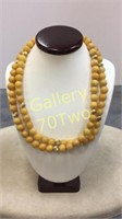 Yellow Jade beaded necklace with 14k yellow gold