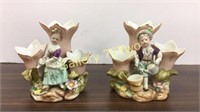 Pair of hand painted porcelain Victorian figures