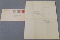 1928 Walter Johnson Typed Letter Signed