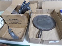 box knives & cast iron skillet
