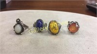 Selection of .925 gemstone rings size 6.25, 7.5,