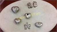 selection of .925 heart and bow pendants