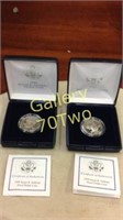 Pair of 1999 Susan B Anthony proof coins with COA