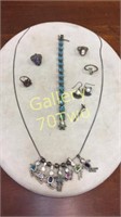 .925 birthstone necklace with 7 charms, Gemstone