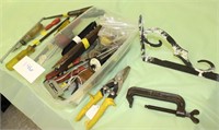 Variety of Tools Tin Snip Old C Clamp Tin