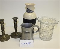 Brass Candlestick Set Vases & Silver