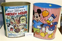 2 Vintage Mickey Mouse Metal Cans