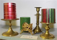 Lot Brass Pieces & Large New Candles