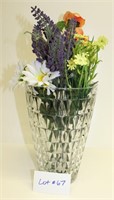 Large Crystal Vase w/Flower Décor