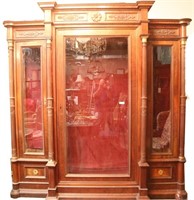 FRENCH EMPIRE CHERRY BREAKFRONT DISPLAY CASE