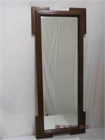 Beveled glass oak frame mirror 17.5 X 42.5"