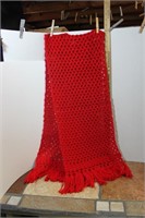 Large Red Crocheted Scarf
