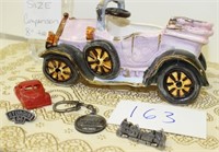 Vintage Ceramic Car  w/Pins & Keychain