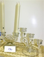 Pair of Candlestick Holders Crystal