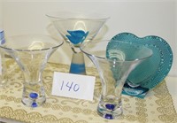 Heart Shapped Vase & Martini Glass Lot