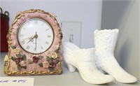 Fenton Milk Glass Shoe & Boot +Clock
