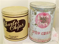 Charles Chips & KrunChe Popcorn Cans