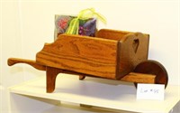 Solid Oak Wheelbarrow Décor w/Fruit