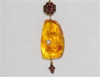Large natural Baltic amber pendant