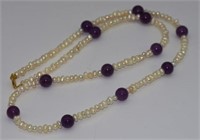 Fresh water pearl & amethyst necklace