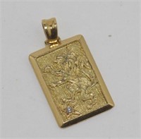 17ct yellow gold lion pendant