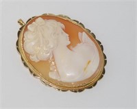 Large cameo pendant/brooch with gold surround