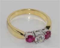 18ct yellow gold, Burmese ruby & diamond ring