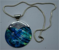 Sterling silver & abalone pendant on silver chain