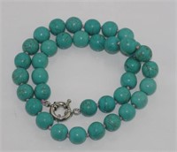 Reconstituted turquoise bead necklace