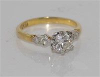 18ct yellow gold and platinum diamond ring