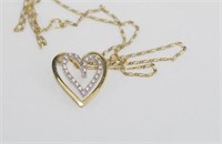 Italian 9ct gold heart pendant on 9ct chain