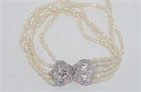 Rice pearl bracelet with silver clasp