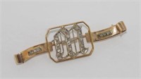 Victorian gold and diamond M bar brooch