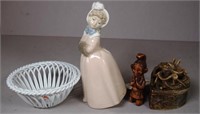 Herend porcelain basket, Nadal figurine