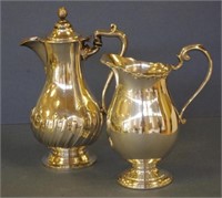 Silver plate coffee pot and jug