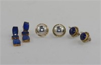 Silver gilt & lapis pierced earrings