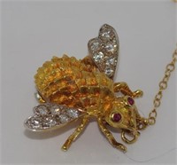 18ct gold & diamond bee brooch