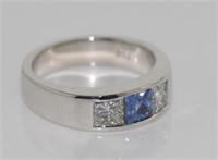 18ct white gold Ceylon sapphire and diamond ring