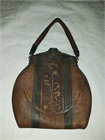 Beautiful antique leather purse arts and craft