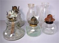 Four vintage oil lamp glass bases