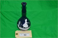 8.5 INCH COBALT MARY GREGORY STYLE BARBER BOTTLE