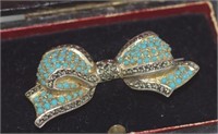 Vintage German silver marcasite bow brooch